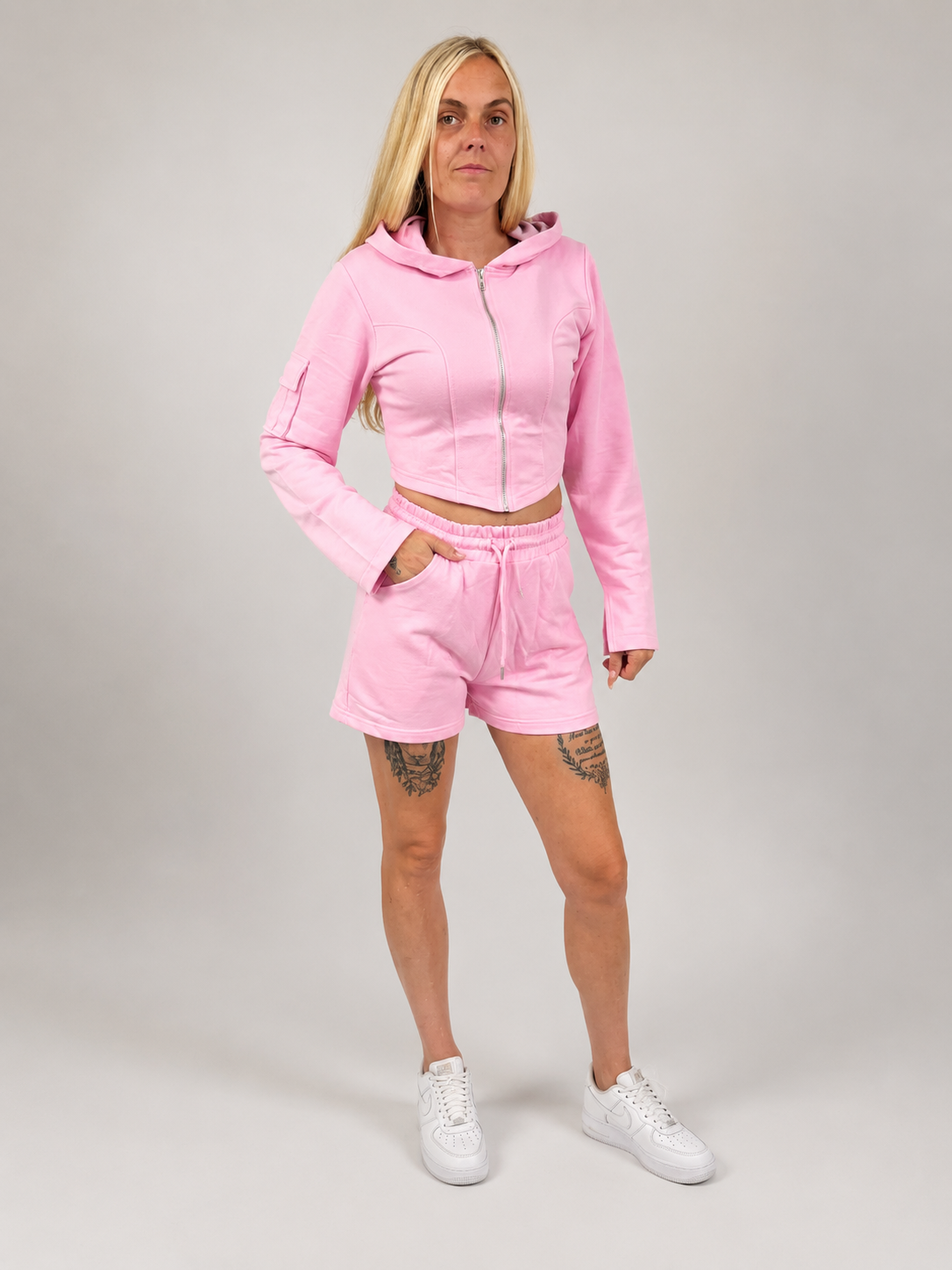 The KALÉA Sculpt Zip Short Set-PINK