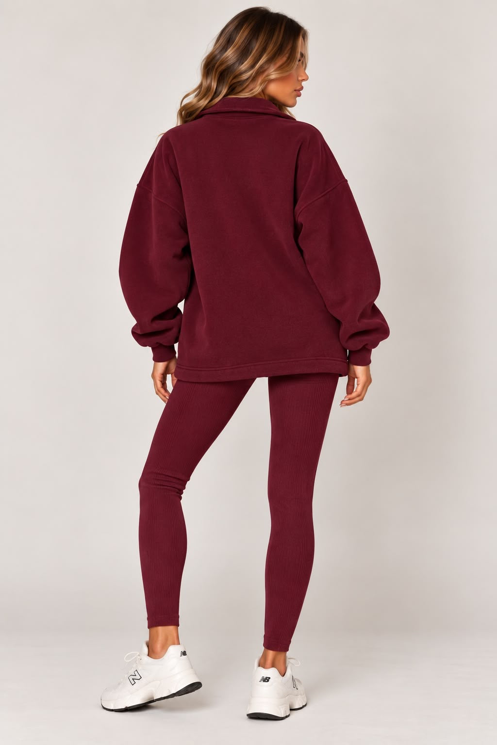 KALEA NYC Oversized Quarter Zip Sweatshirt & leggings set