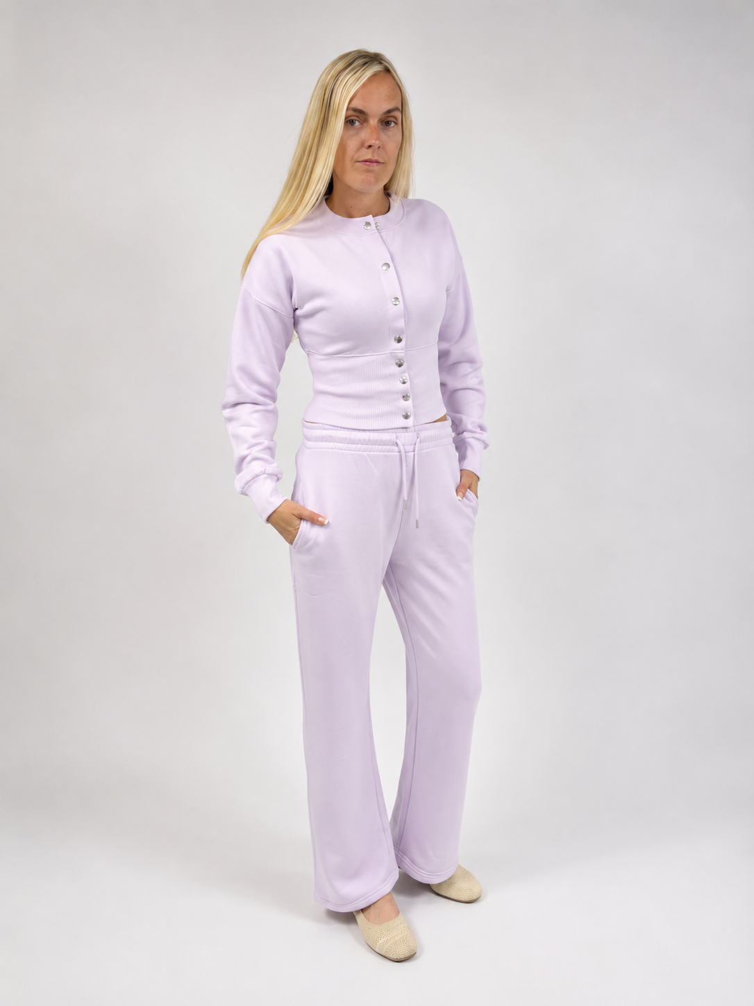 The Luxe Button Lounge Set -lilac
