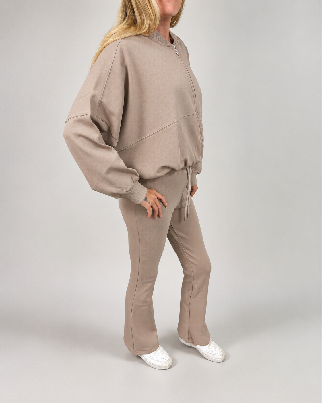 KALÉA Luxe Zip Flare Tracksuit – mocha