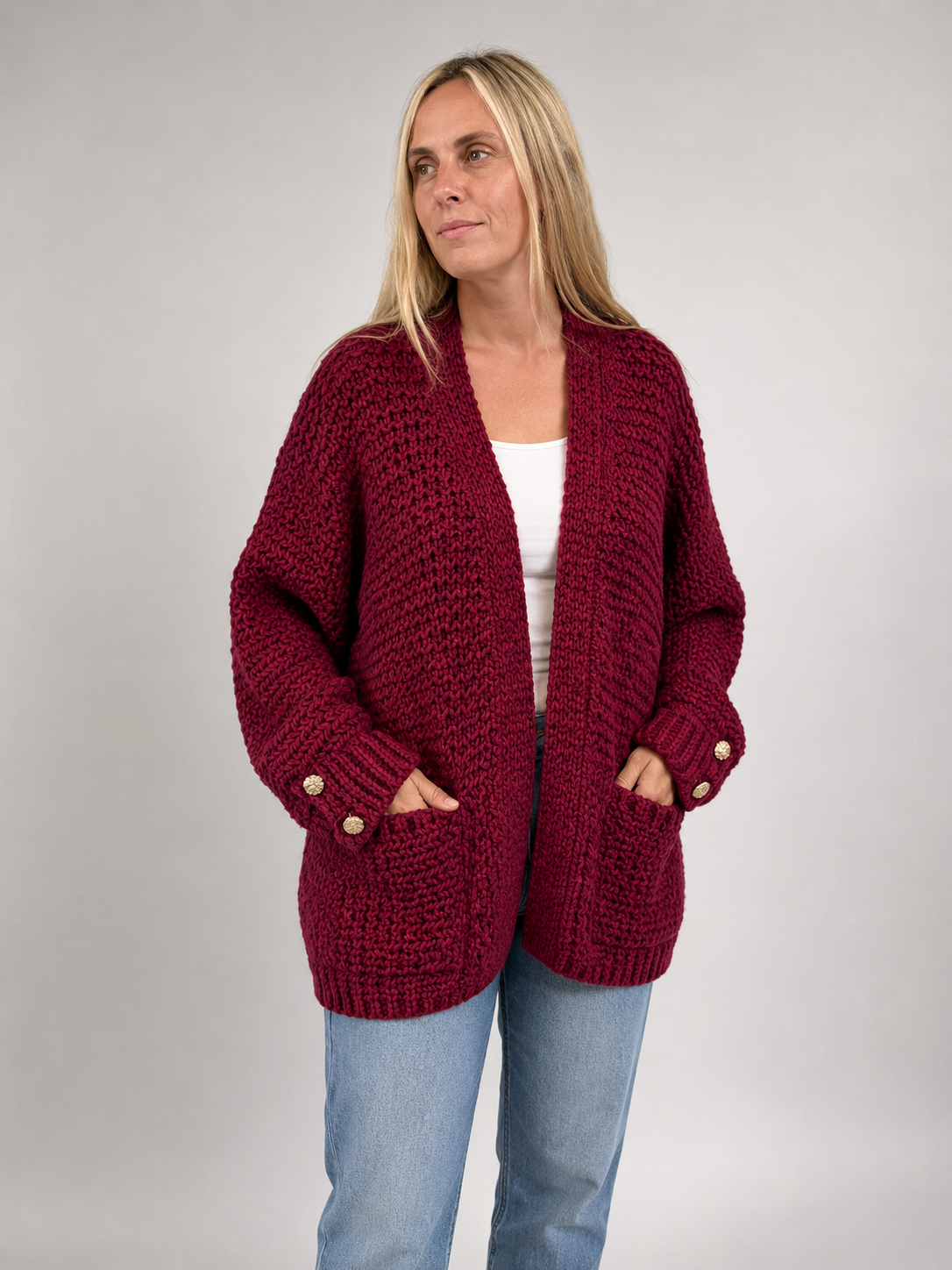 The KALÉA Luxe Button Cuff Knit Cardigan