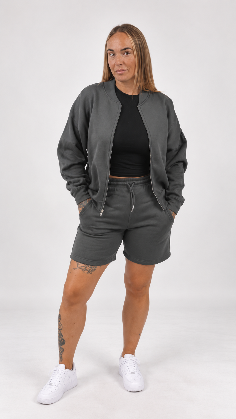The Essential Bomber Short Set -GREY
