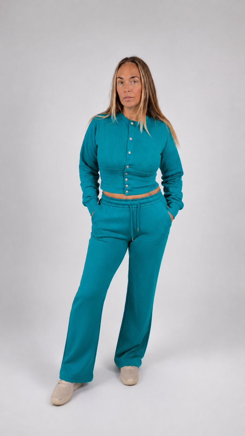 The Luxe Button Lounge set - teal