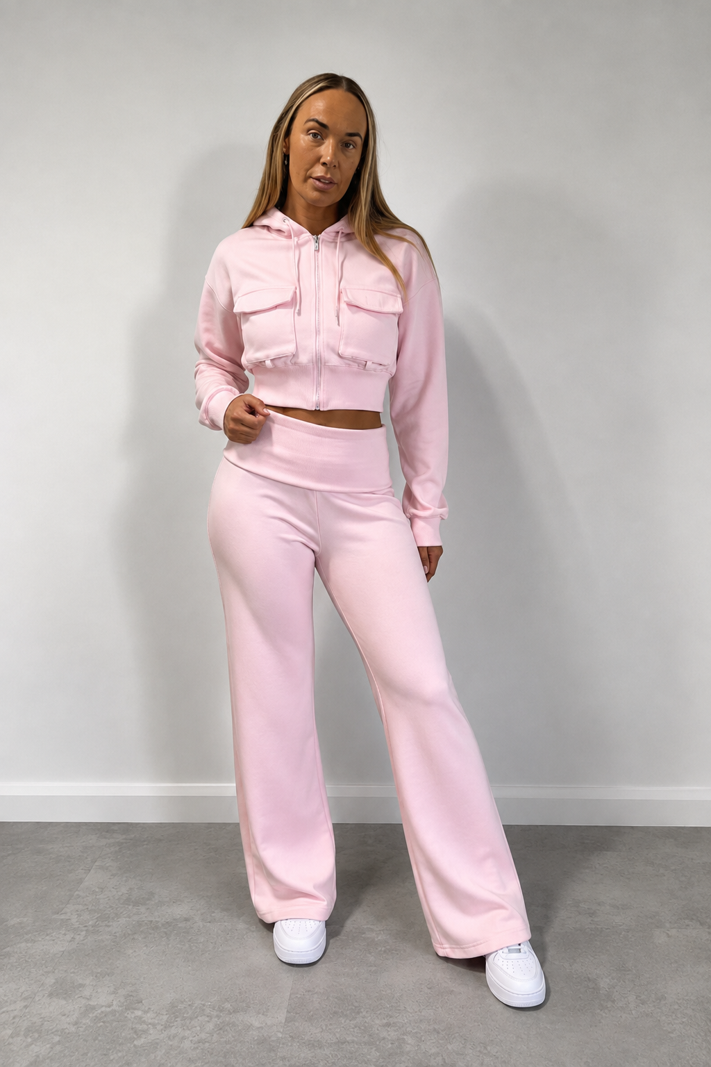KALÉA The Baby Pink Luxe Utility Tracksuit
