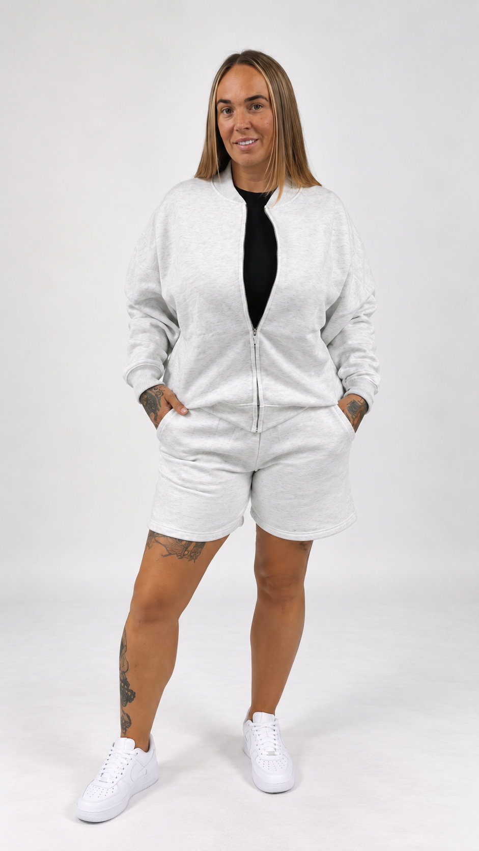 The Essential Bomber Short Set -ASH GREY