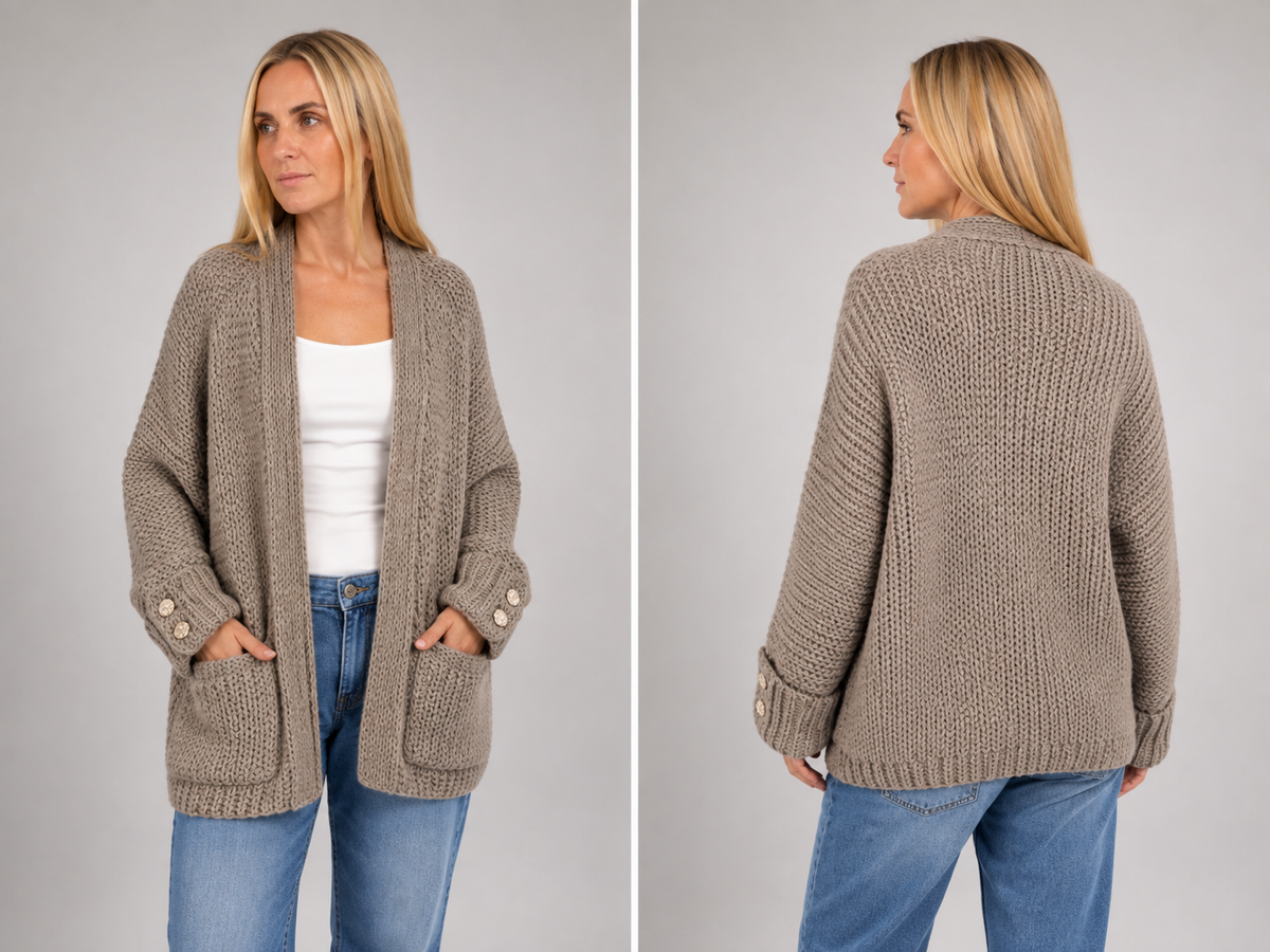 The KALÉA Luxe Button Cuff Knit Cardigan