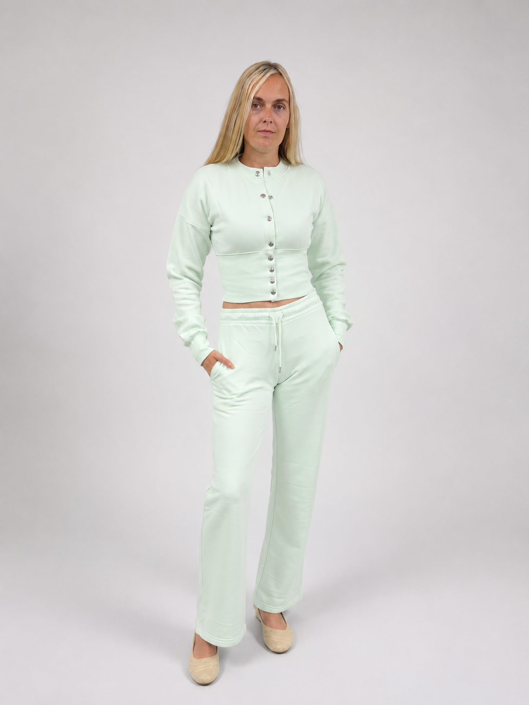 The Luxe Button Lounge Set -mint