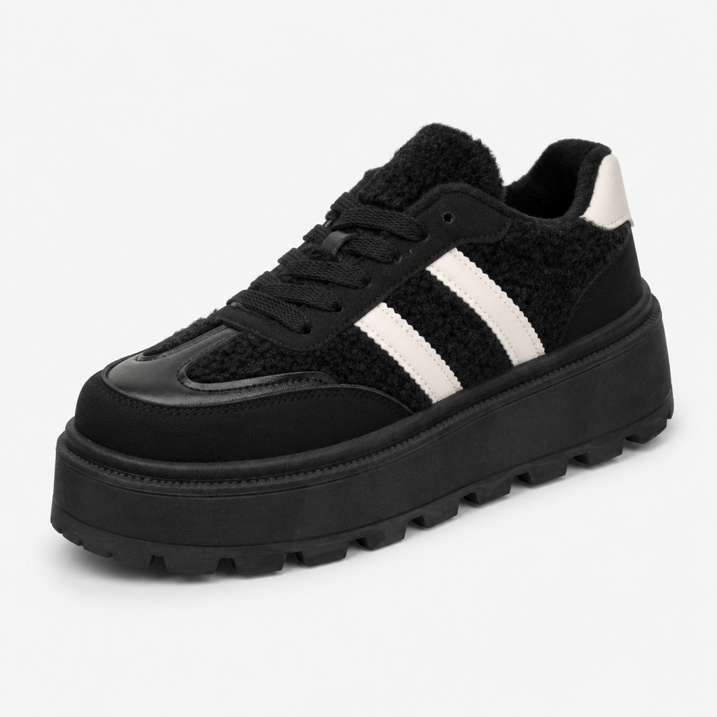 The Teddy Platform Trainers – Black 🖤✨