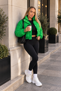 The KALÉA Luxe Cropped Puffer Jacket-GREEN