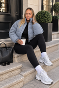 The KALÉA Luxe Cropped Puffer Jacket-LIGHT GREY