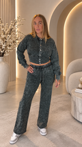 KALÉA Acid Wash Button-Up Co-ord – Charcoal