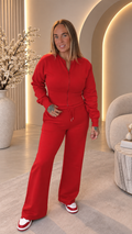 KALÉA Sculpt Zip Wide-Leg Co-ord – Cherry Red