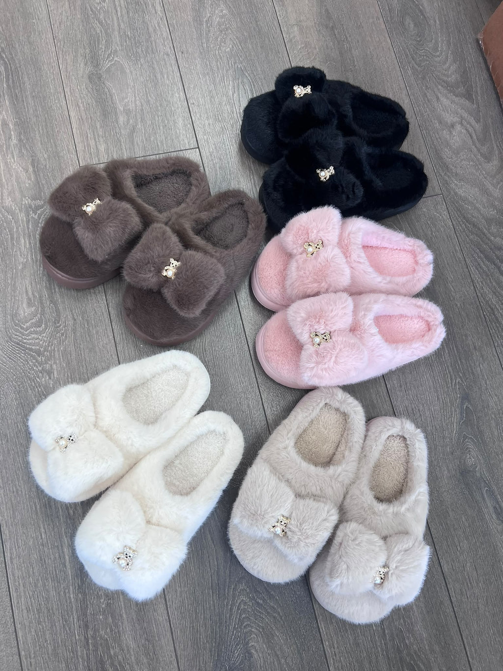KALÉA Luxe Bow Teddy Slippers