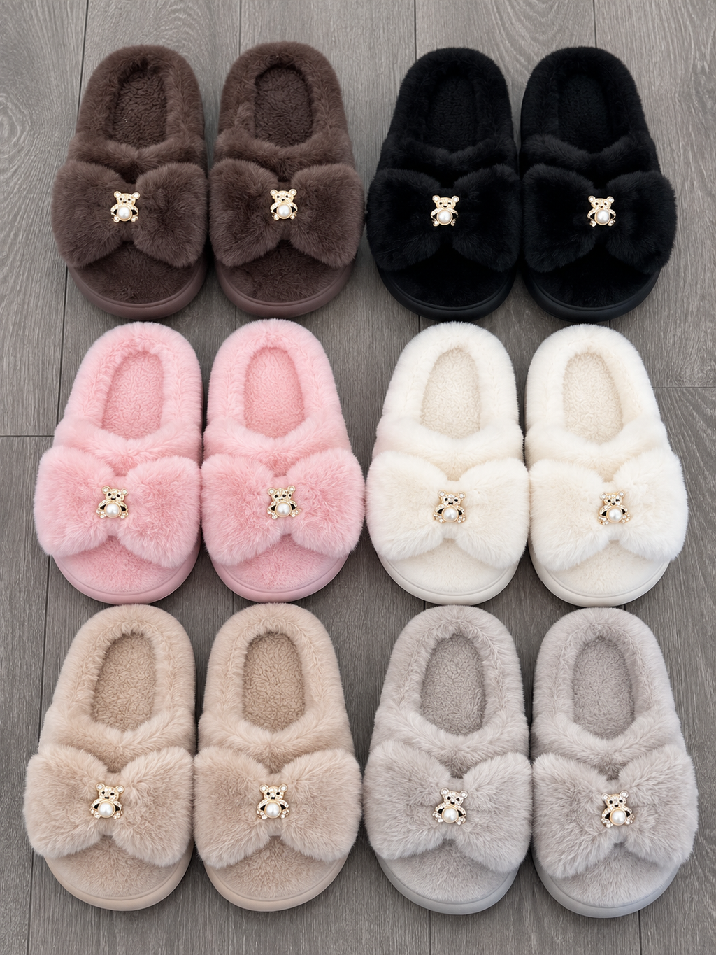 KALÉA Luxe Bow Teddy Slippers