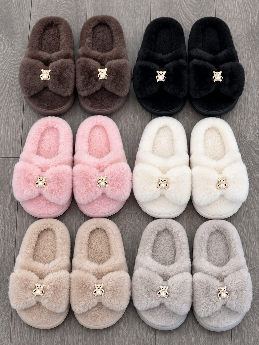 KALÉA Luxe Bow Teddy Slippers