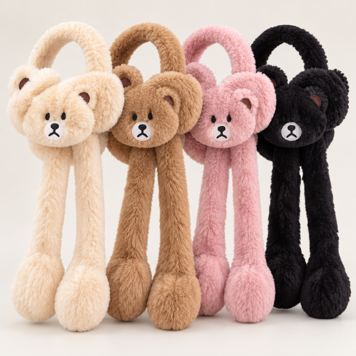 Squeaky Teddy Ear Muffs – Kids Plush Winter Warmers