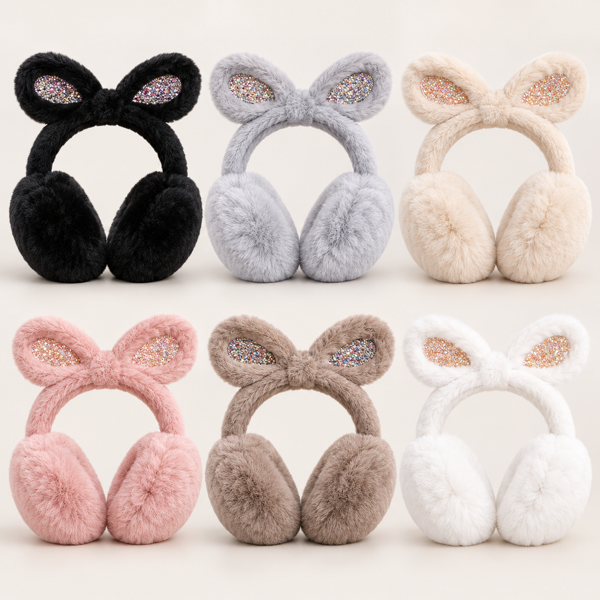 Fluffy Sparkle Bunny Ear Earmuffs